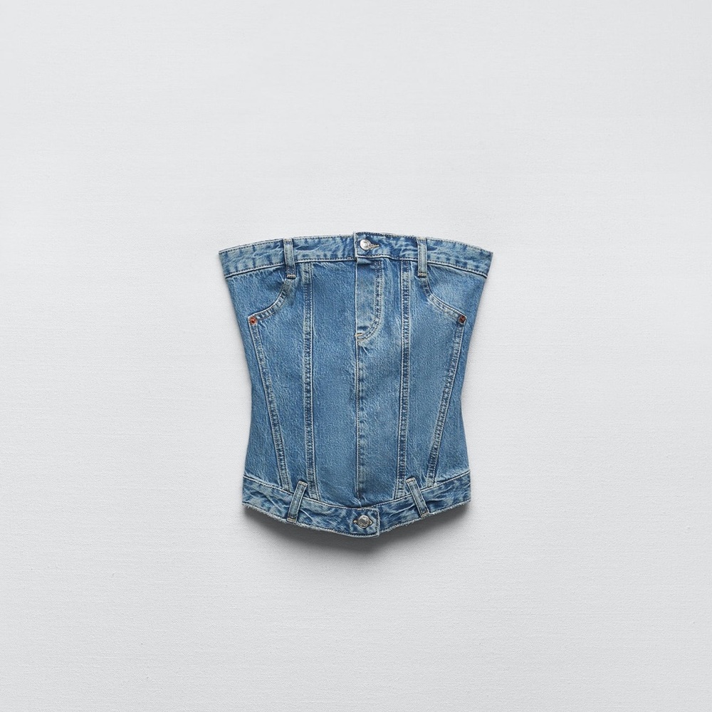 ZARA CORSET STYLE DENIM TOP TRF